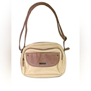 Multisac Yellow and Brown Triple Compartment Crossbody Shoulder Bag